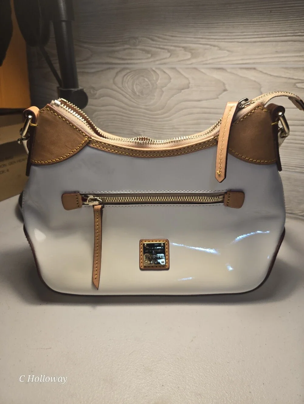 Dooney & Bourke White Patent Leather Small Hobo Bag